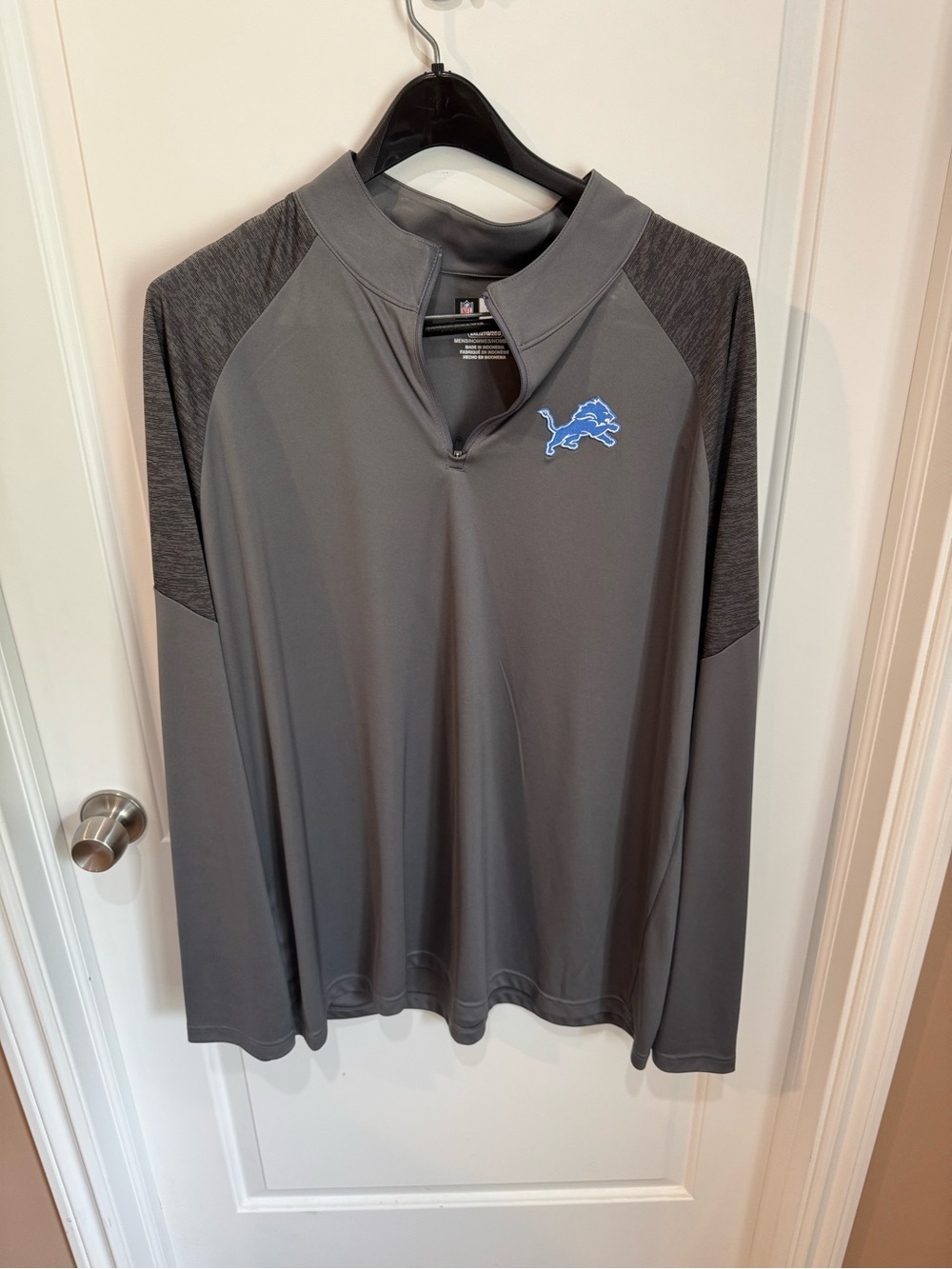 NFL Men's Gray Quarter-Zip with Blue Lions Logo
